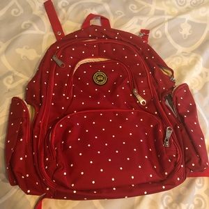 Red polka dot Diaper bag Backpack Nursery Tote